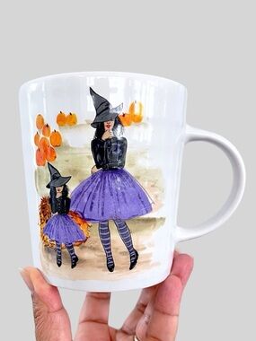 Prima Design Halloween Mother & Daughter Purple Witches Large Ceramic Mug